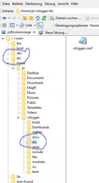 Verzeichnisbaum RPI mit &quot;solaranzeige&quot; + &quot;vzlogger&quot;