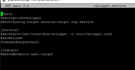 Startdatei von Vzlogger wo auch definiert ist wo er nach der vzlogger.conf sucht