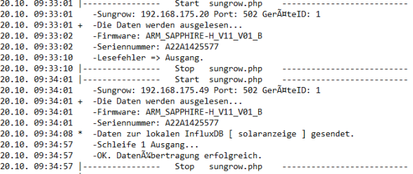 Logfile Fehlermeldung